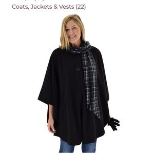 Poncho,Le Moda Women’s Wrap with Pleated Scarf,